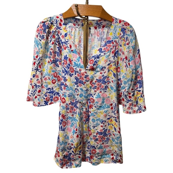 Charter Club Tops - Charter Club 100% Linen Vibrant Floral Blouse XXL